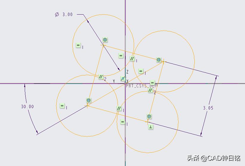 CREO/PROE产品设计教程之四芯花线建模，加深对关系式的认识