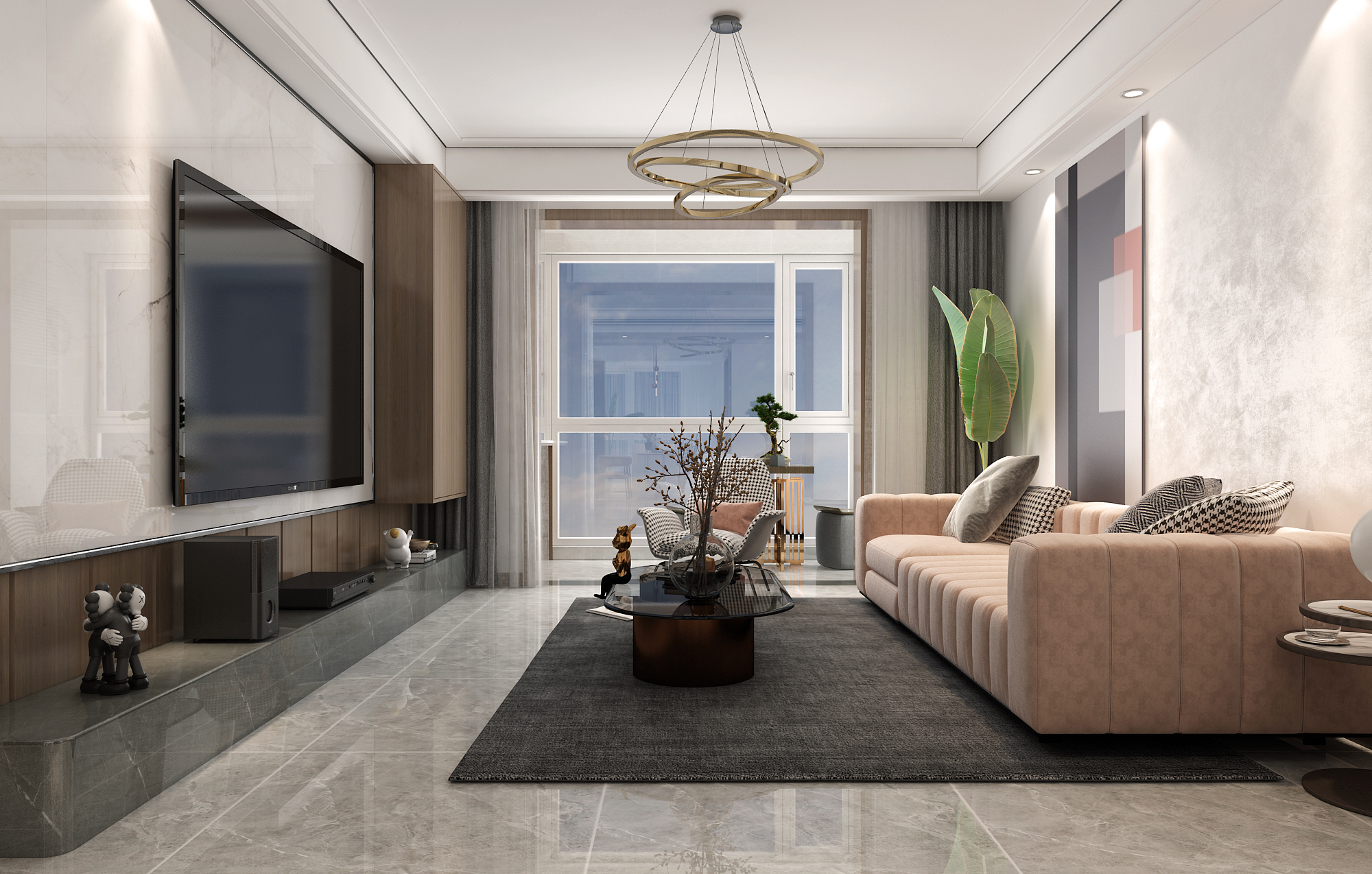 济南市万泰装饰历城区鲁能泰山七号120平现代轻奢风格案例