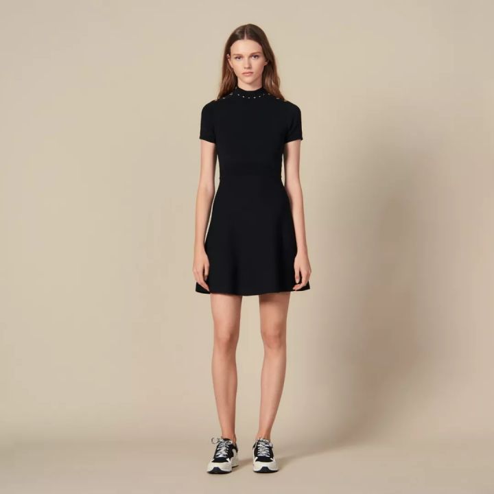 sandro连衣裙桑蚕丝,sandro18款小黑裙