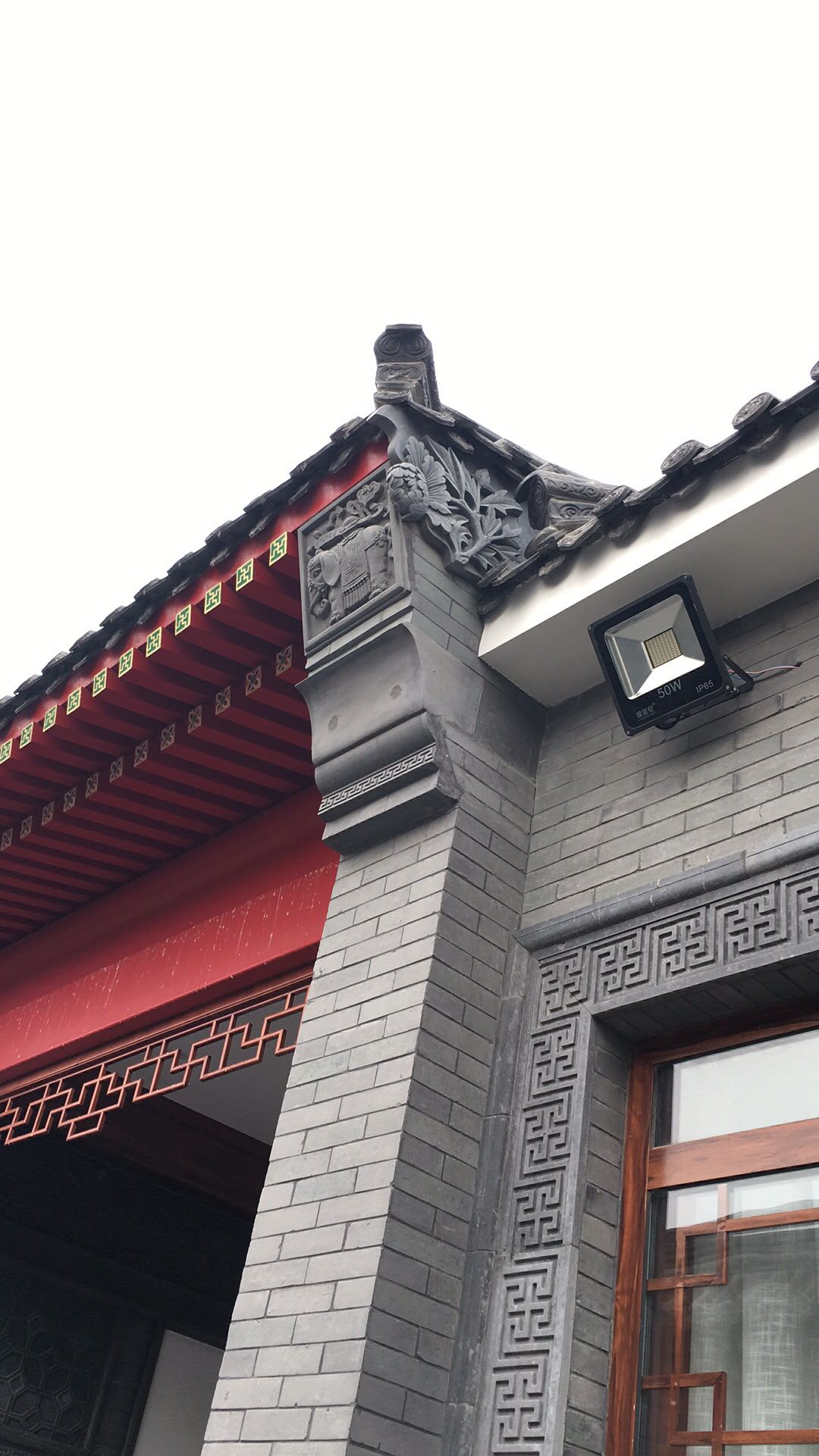 中式门楼浮雕,墀头门楼