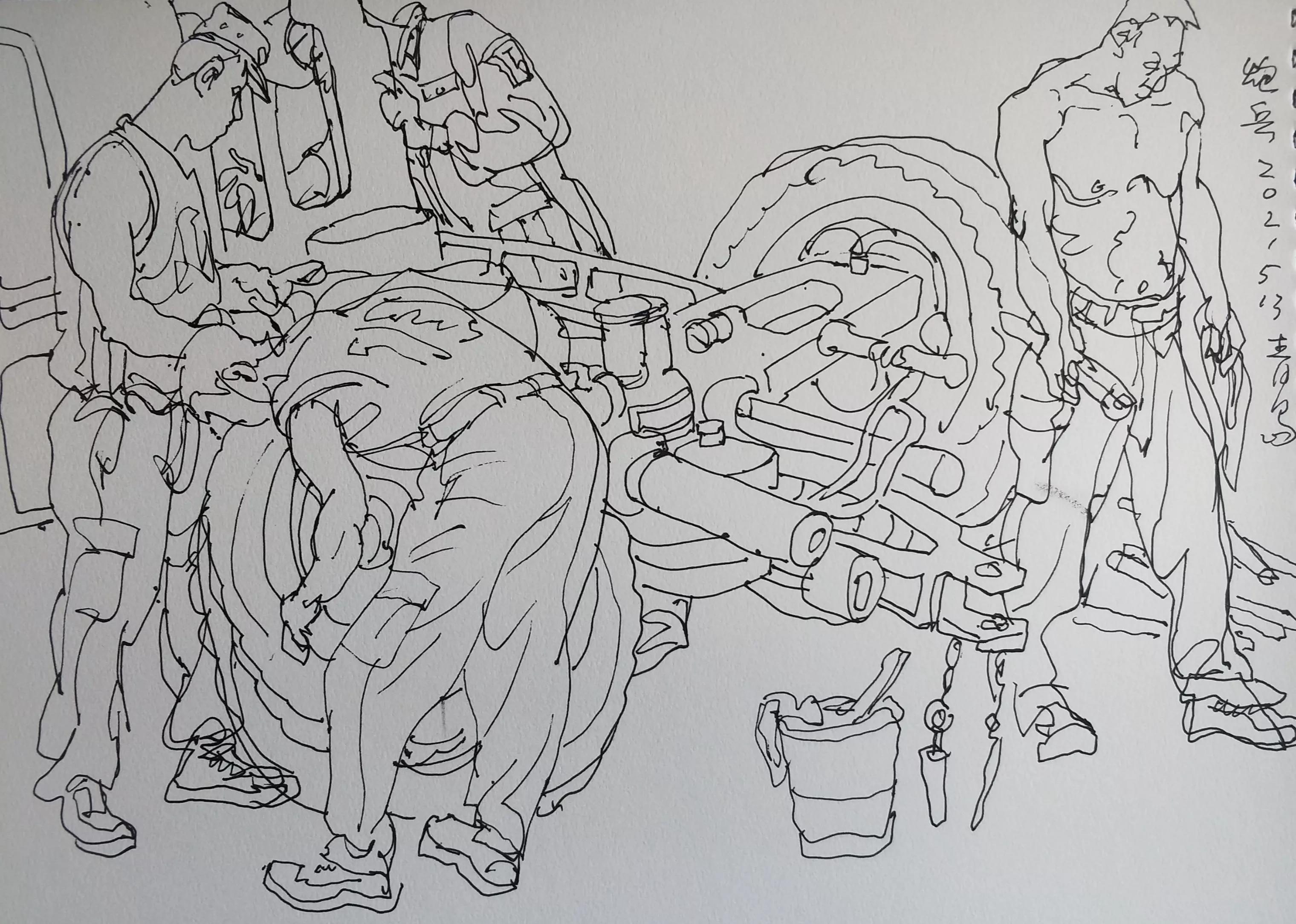 吴建科人物画欣赏,画兵人速写