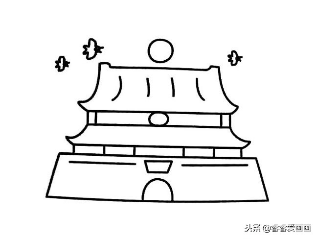 用铅笔就能画的超简单风景简笔画,儿童公园简笔画彩色场景风景人物