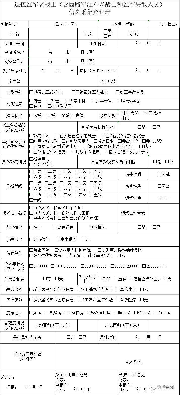 退役信息采集登记表,退役军人采集表怎么填写