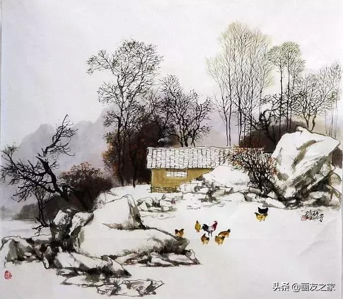 江南梦里水乡主题国画,田园生活国画