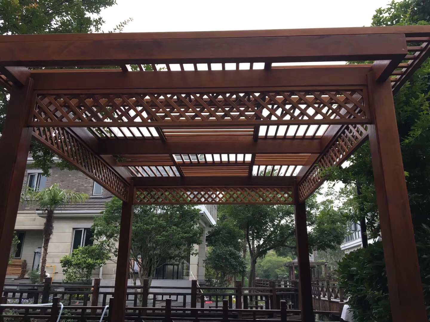 阳台菠萝格防腐木花架,庭院防腐木花架亭子