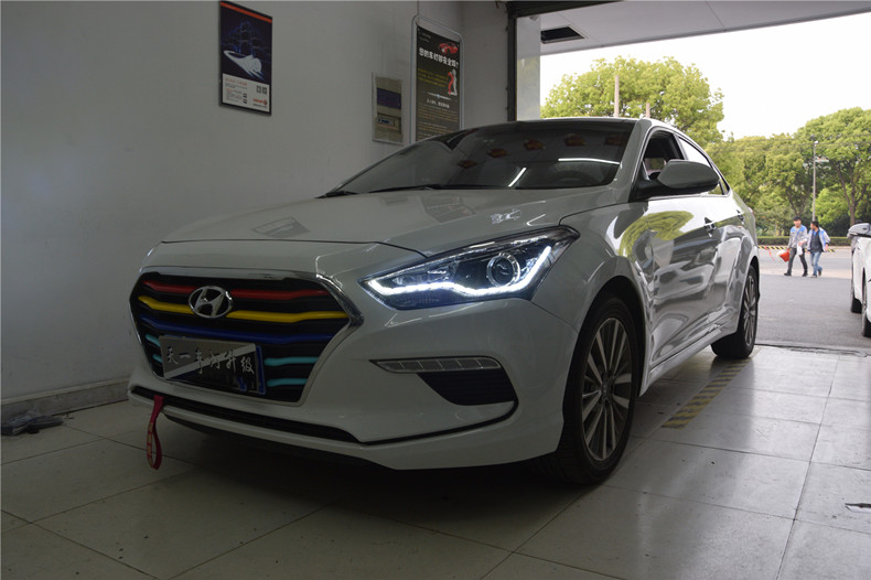 现代名图改led近光灯多少钱,现代名图改灯效果图