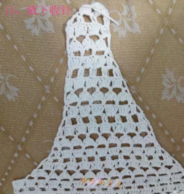 郁金香钩针连衣裙图案图解,钩针编织女士连衣裙视频图解过程