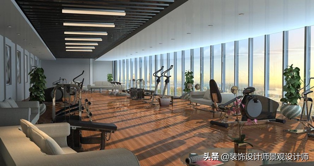 公司健身房设计效果图,书房健身房二合一设计效果图