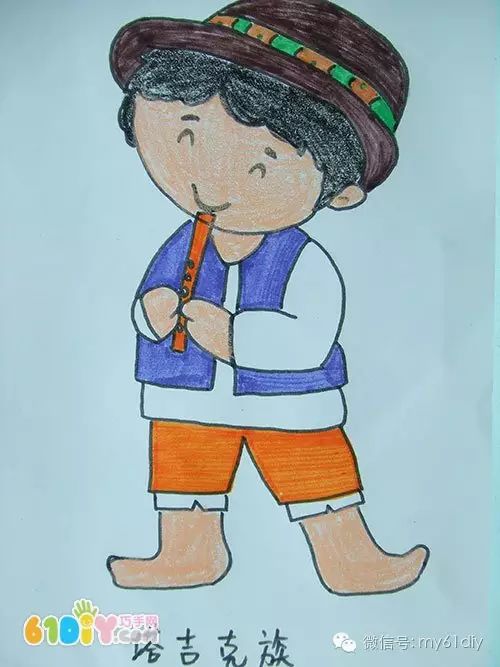 彩色少数民族儿童简笔画图片大全,五十六个民族简笔画卡通