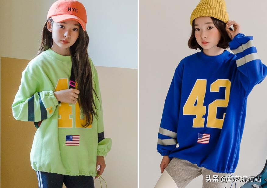女童韩系风加绒连帽卫衣,2019秋女童流行卫衣