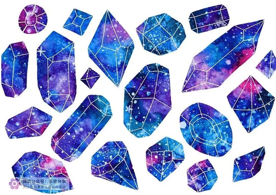 儿童画创意美术圆形构图,7-12岁儿童美术创意画宝石