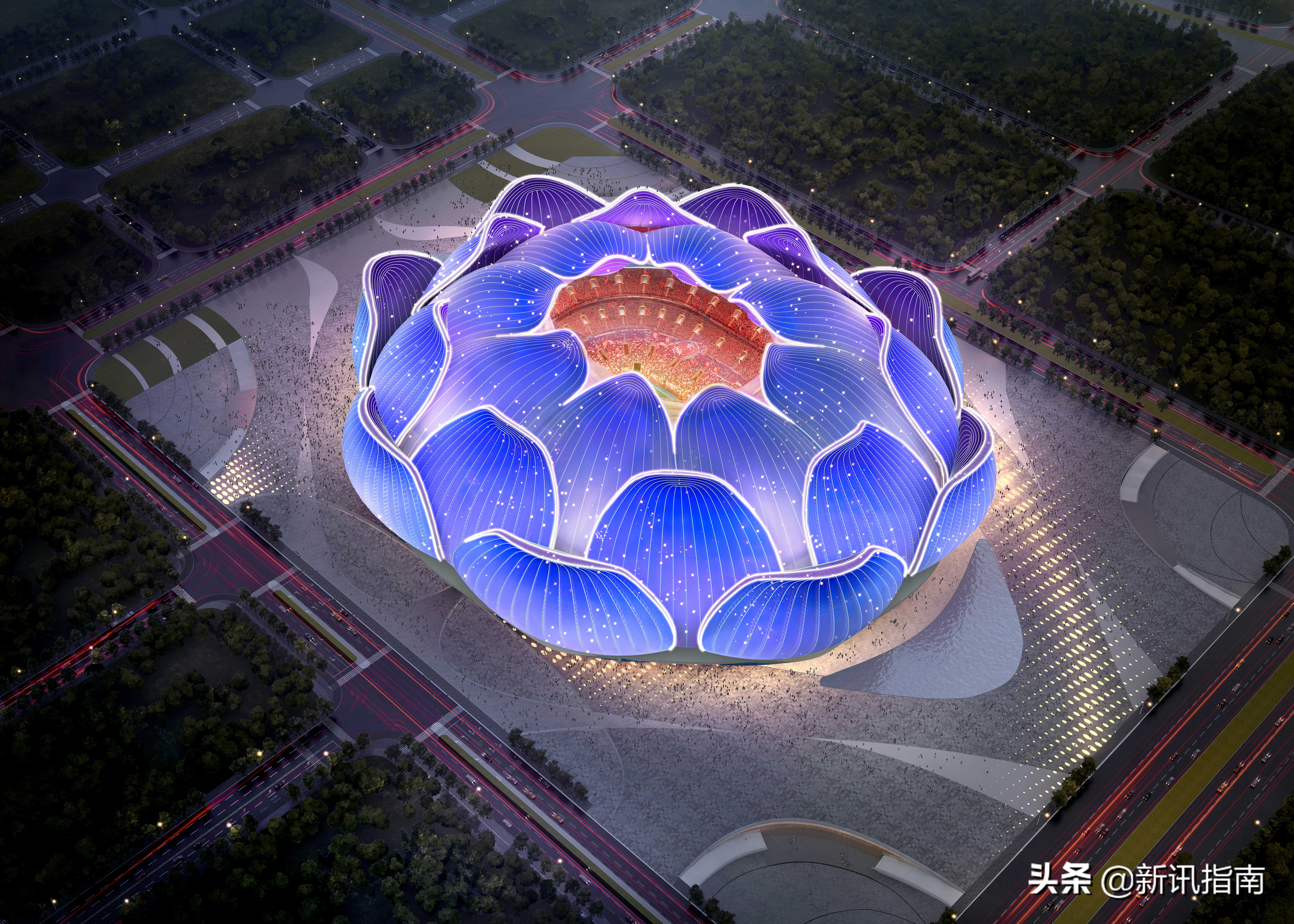 广州恒大足球场荷花造型,恒大足球场效果图最新