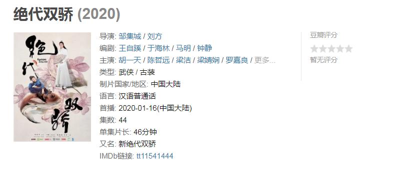 《绝代双骄》差评如潮,豆瓣给不出分!景气指数却比《唐探》还高