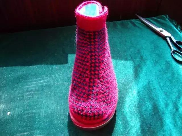 保暖实用的中青年人冬季高腰毛线鞋编织，附详细图解教程