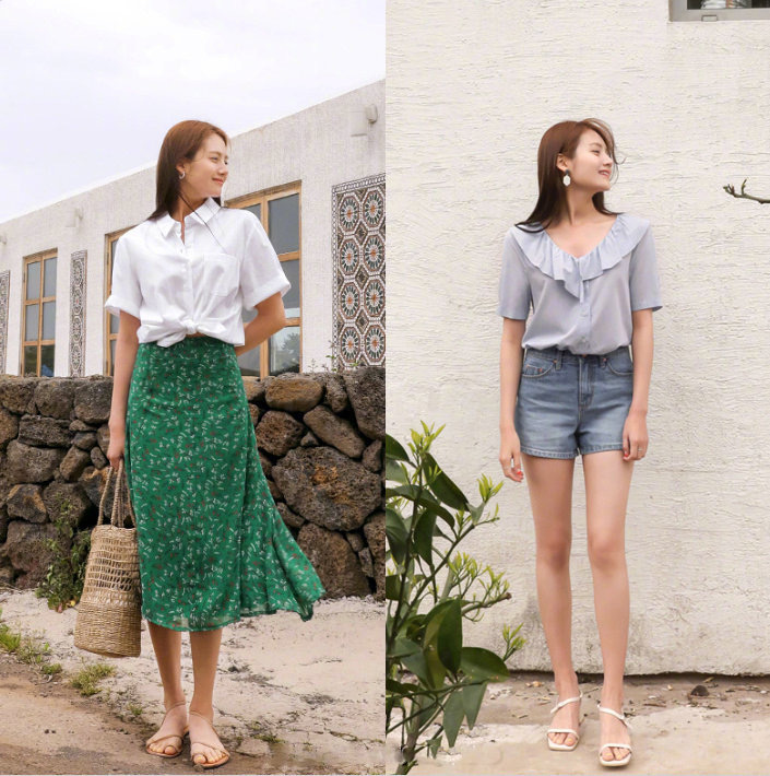 温婉清新的夏季韩风穿搭look,韩风加清新风的穿搭冬季女
