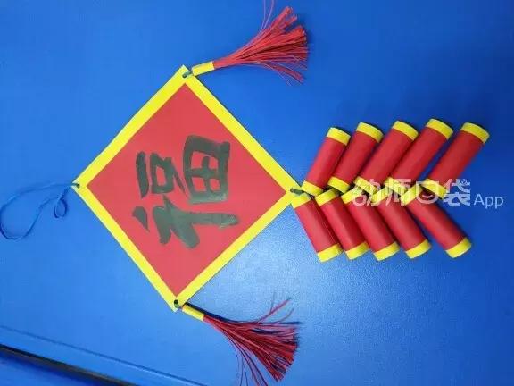 新年创意美术作品春节快乐,创意美术4-6岁新年鞭炮