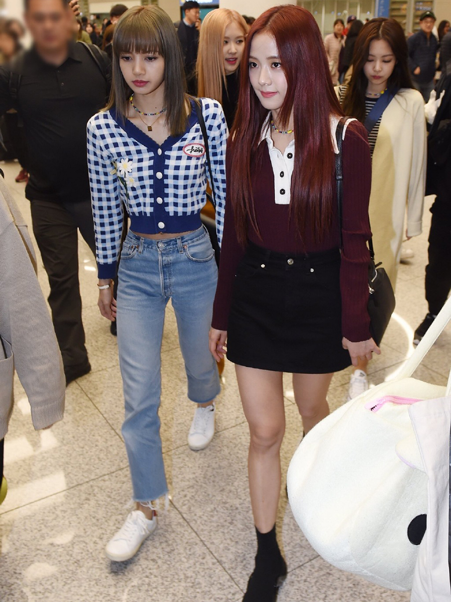 blackpink穿搭黑配粉,blackpink冬天同款穿搭