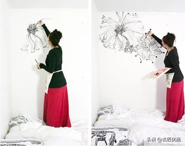 墙壁简单又好看的墙绘,手绘高级感墙面