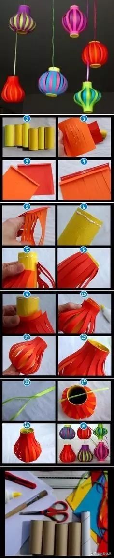 猪年手工制作纸灯笼,大红灯笼手工制作简约过年
