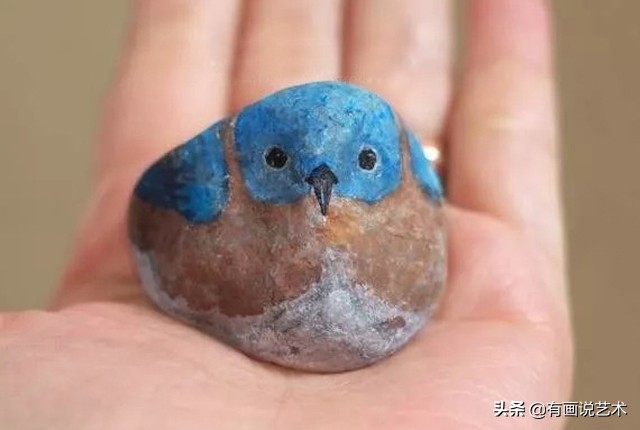 捡石头画风景图,路边随便捡的石头画一个东西