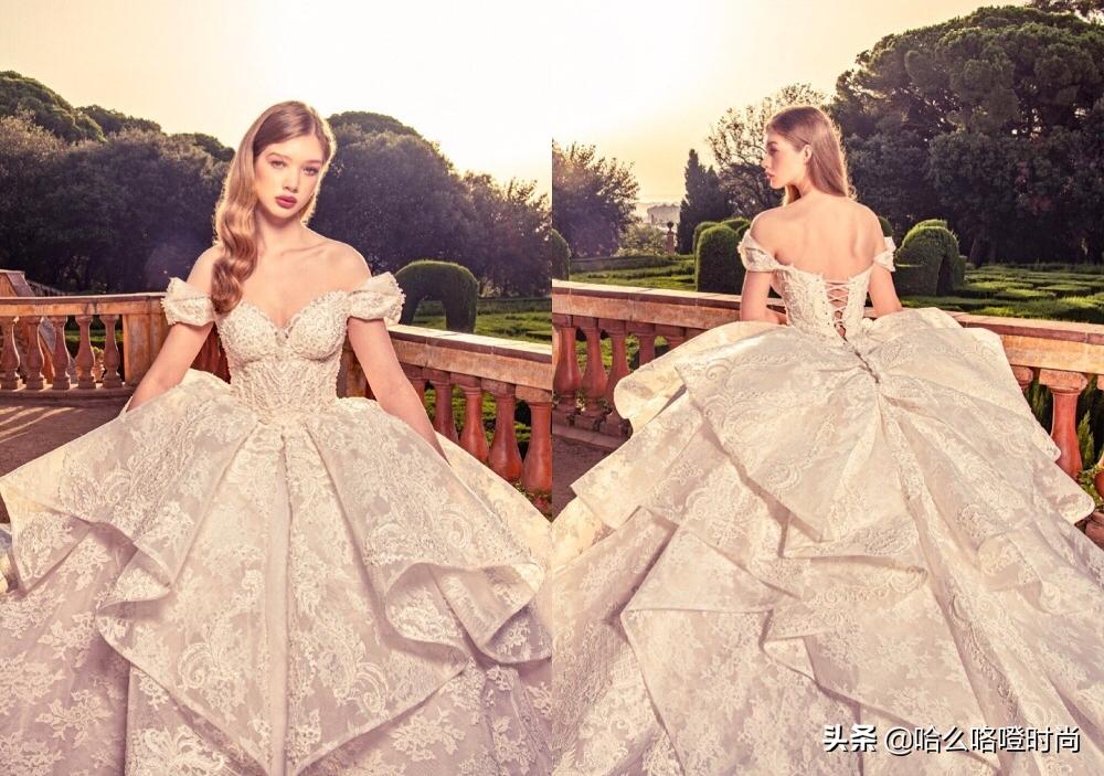 巨型豪华大拖尾婚纱,超长拖尾婚纱只能用震撼来形容