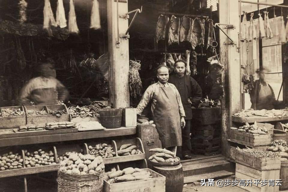 照片中的记忆-1885年，加利福尼亚州，一家华人肉店和杂货店