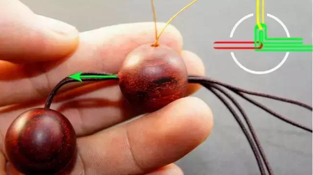 手串伸缩加珠绳打结法,单绳一珠一结打结法