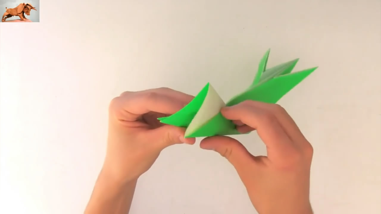 立体公牛折纸教程,凶猛公牛折纸