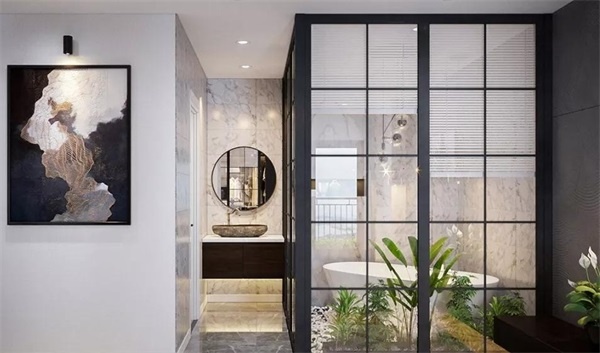 主卧暗卫改造成衣帽间及卫生间,暗卫改半开放式卫生间不装玻璃