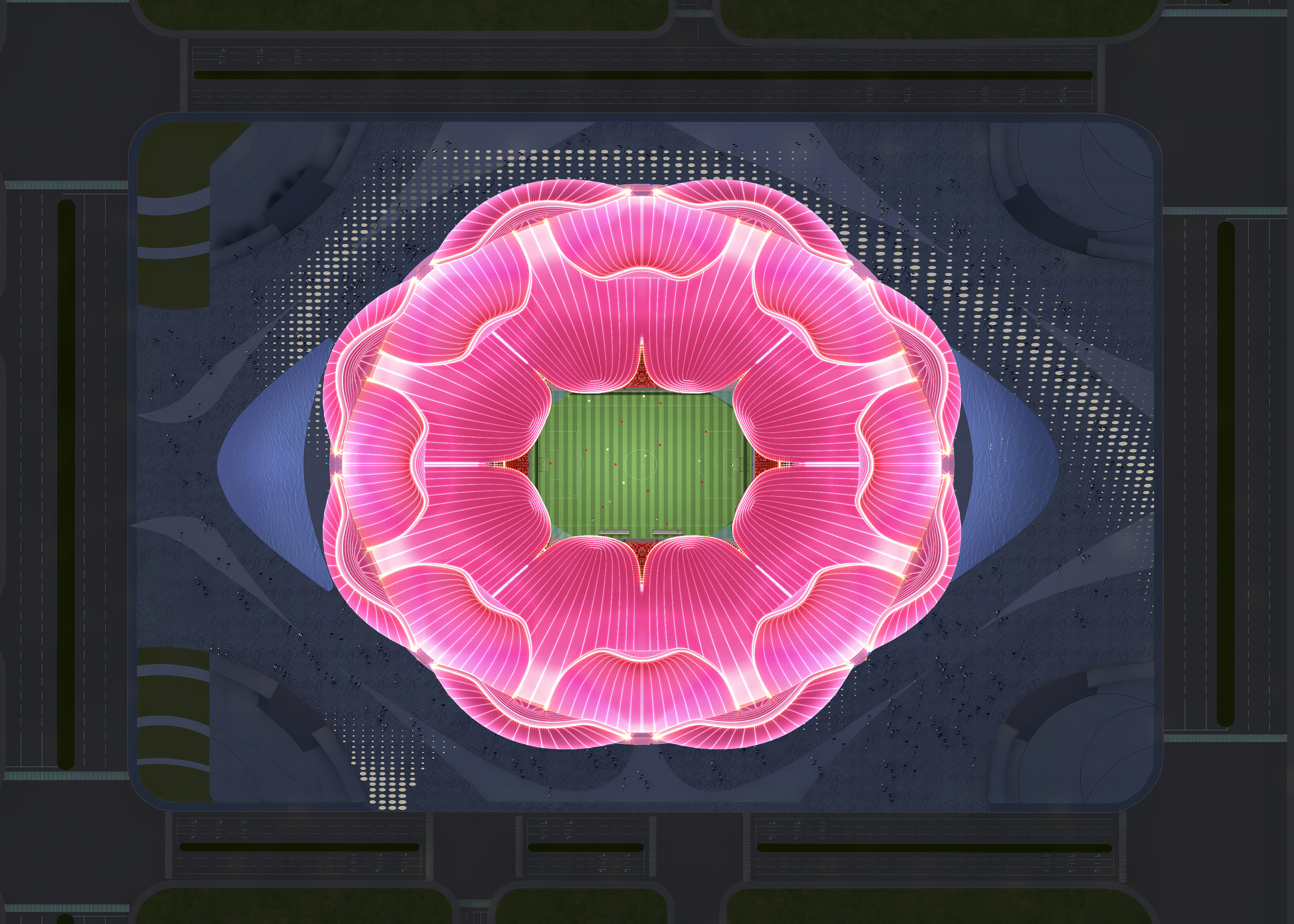 恒大最美荷花造型,恒大新足球场震撼全场