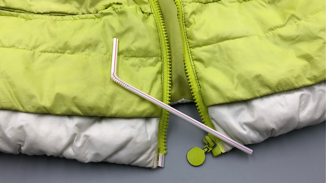 拉链坏了怎样用吸管维修,衣服拉链坏了一根吸管解决