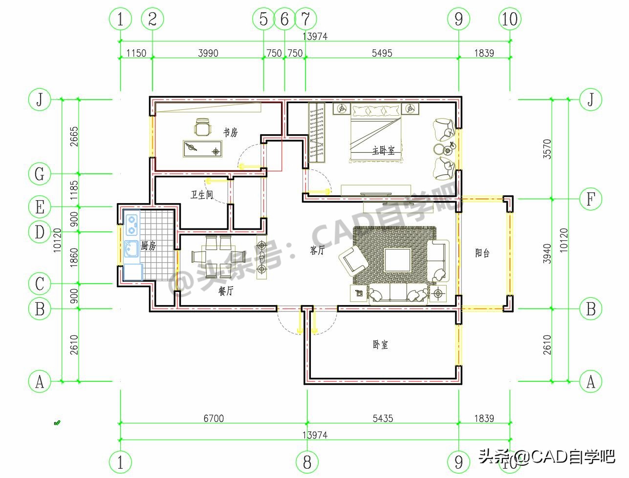 cad室内平面图怎么填充颜色,cad室内平面图布置图