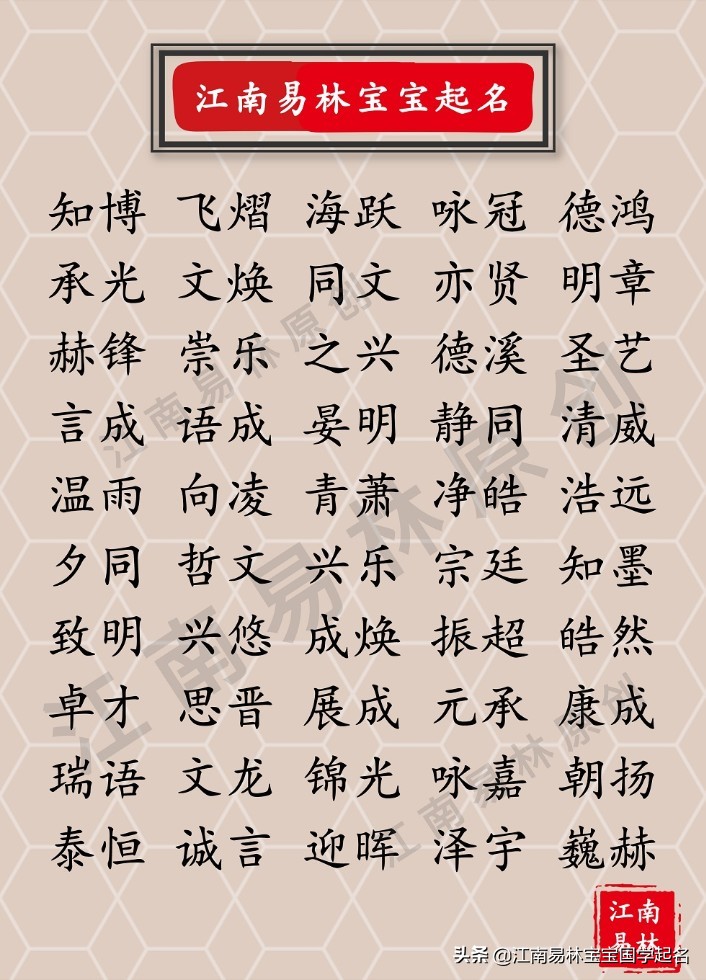 300个好名字男孩,100个洋气男孩名