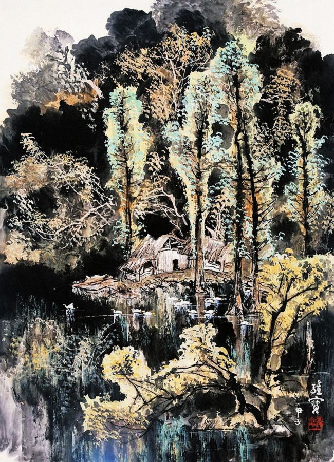 古香古色山水画,岭南风景国画