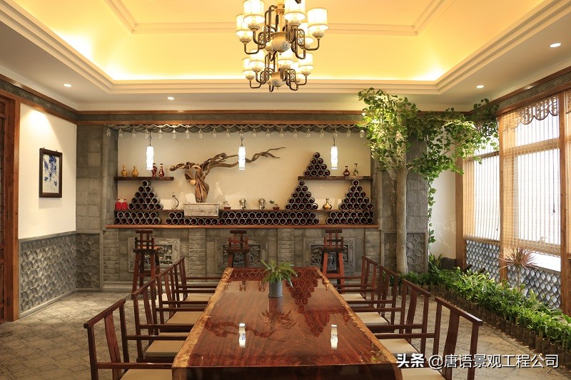 新中式四合院会所禅意装修效果图,四合院私人接待会所布局