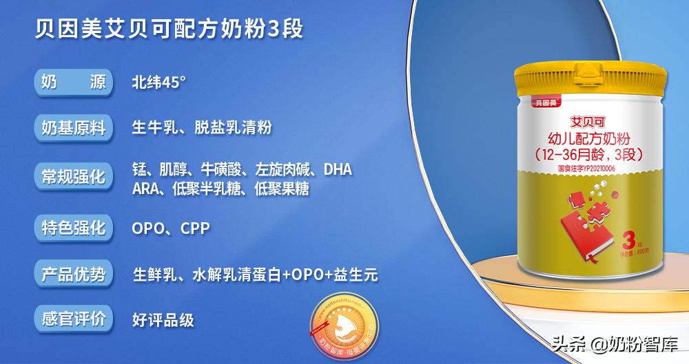 贝因美东方冠奶粉测评,贝因美艾贝可三段评测