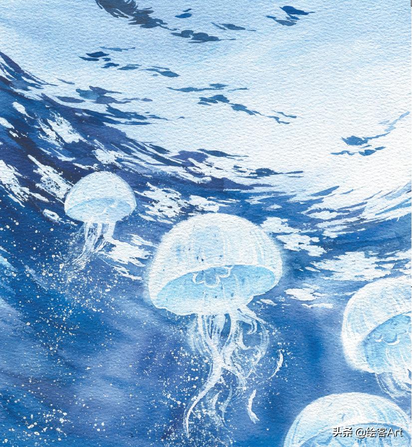 用水彩颜料画天空还有云朵,有手就能画的绘画