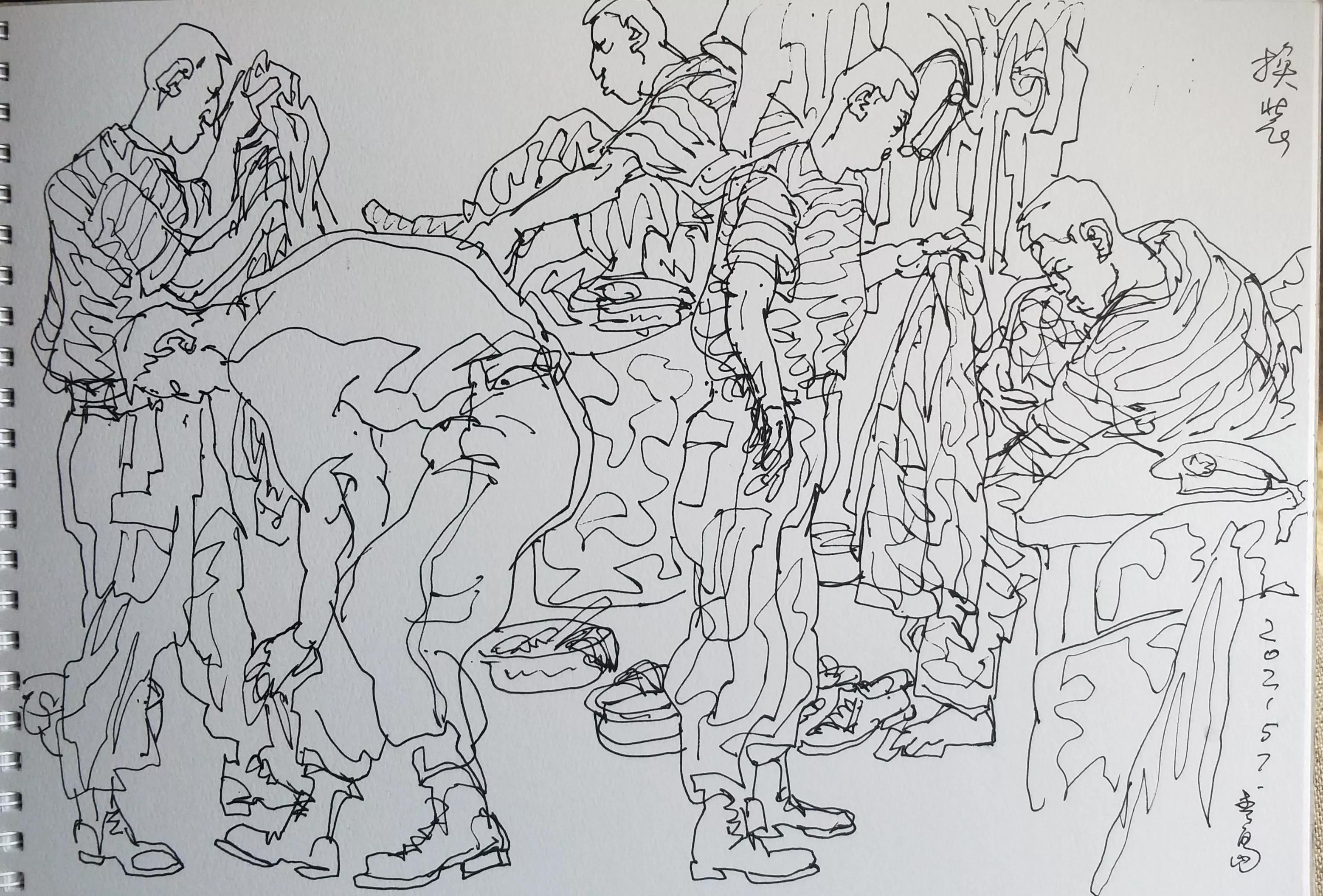 吴建科人物画欣赏,画兵人速写