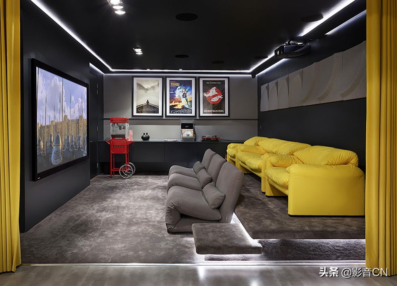 投影仪加5.1音响客厅影院设计,短焦投影机小空间搭建家庭影院