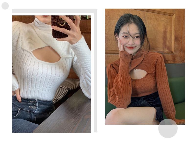 袖套毛衣时尚,最近很火的袖套毛衣蓝色