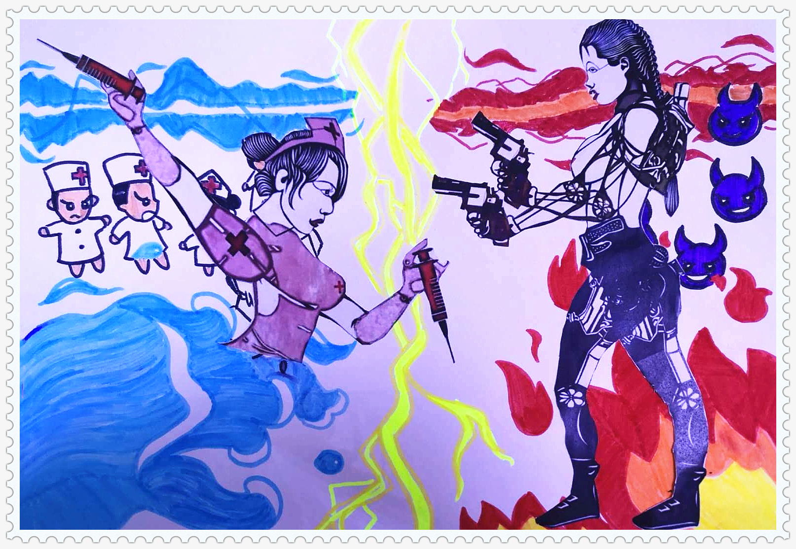 疫情防控优秀少儿美术创意作品展,以笔为剑抗击疫情