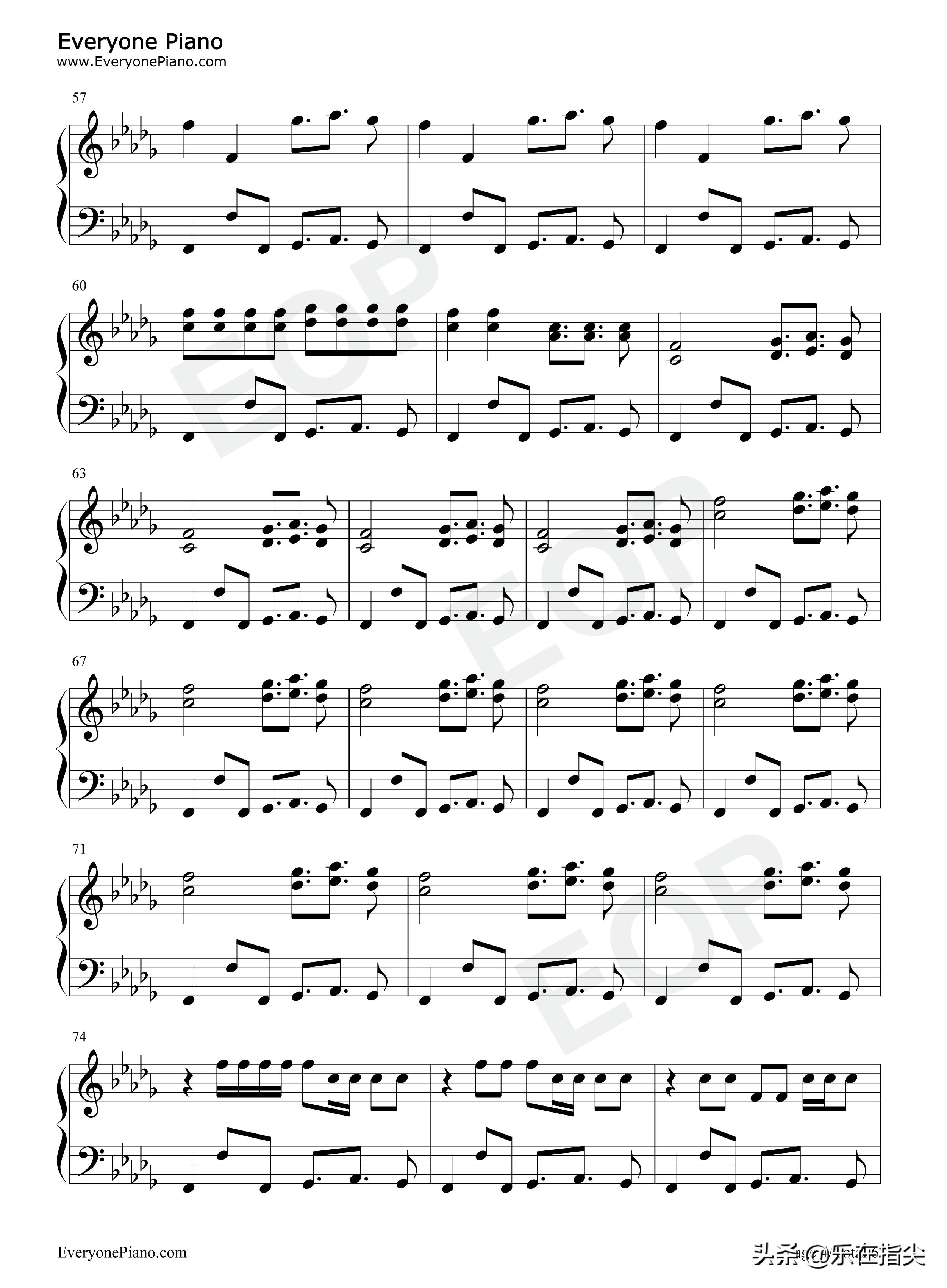 no钢琴谱五线谱,别知己五线谱钢琴谱双手指法