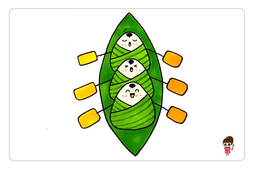 赛龙舟粽子的简笔画简单又好看,画粽子和赛龙舟简笔画幼儿