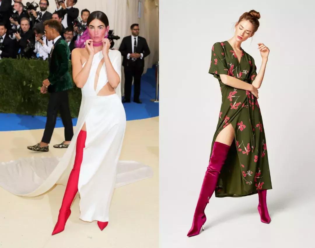 袜靴裙装解锁超能打的时髦组合,袜靴穿搭裙子