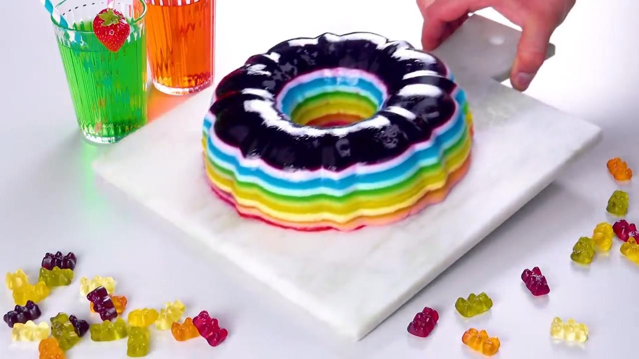 彩虹色果冻,好吃又好看的果冻教程