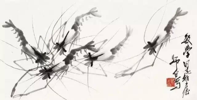 齐白石画虾换真虾,齐白石画虾的6只虾