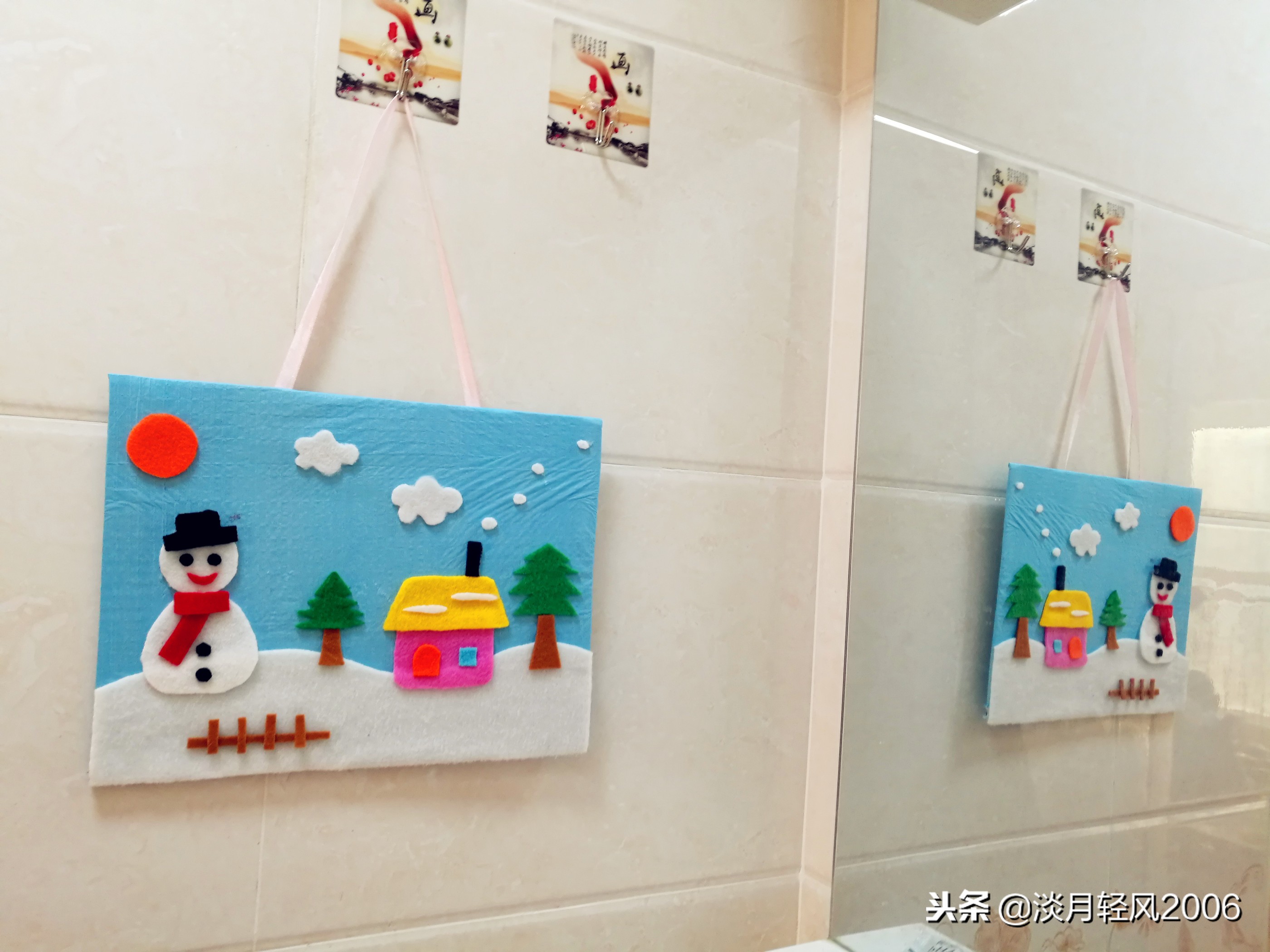 冬日布贴画制作,关于冬天的手工贴画