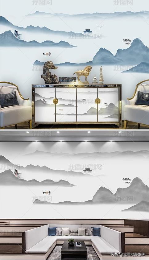 山水风景画背景墙雕刻,山水风景画背景墙寓意