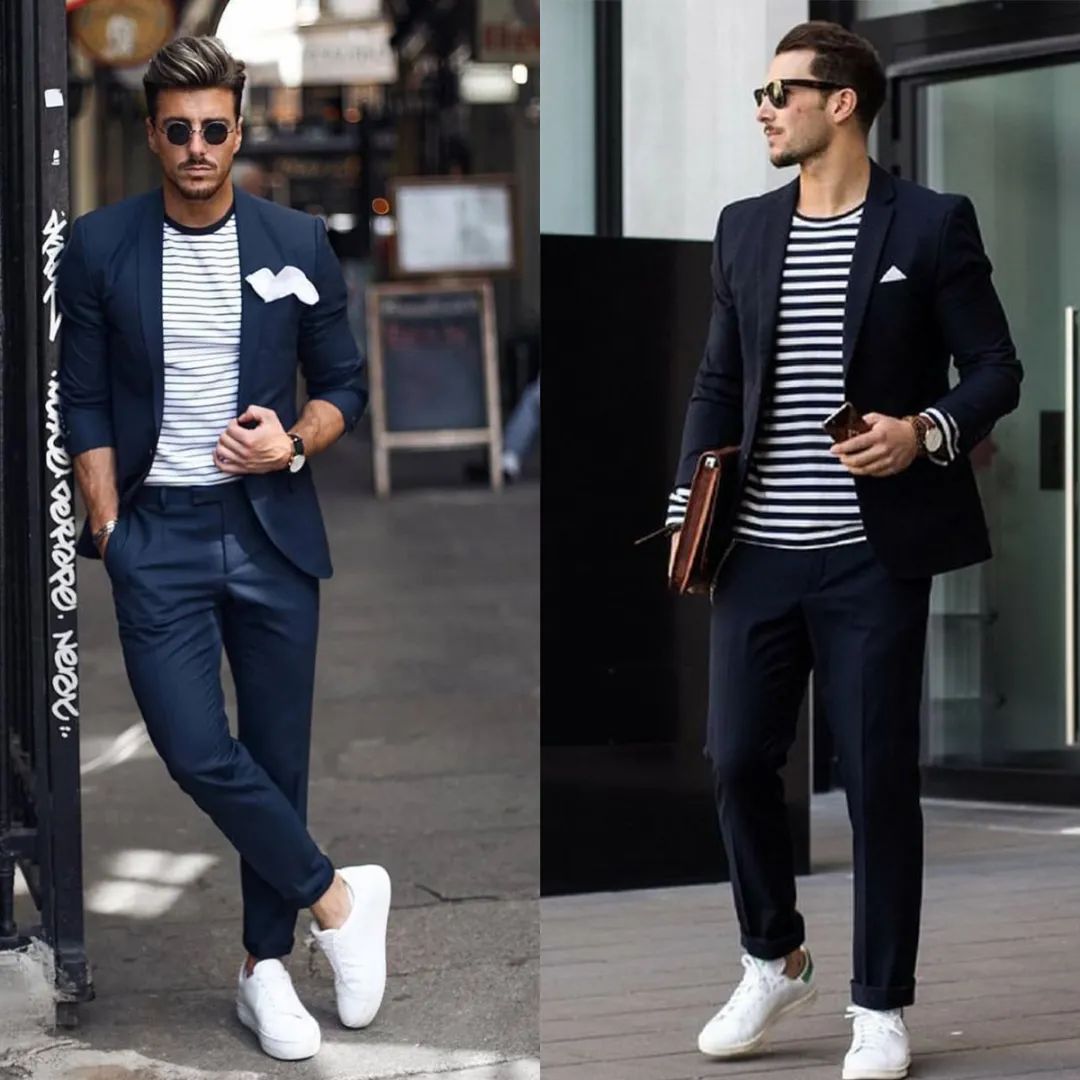 上衣宽松文艺款男装搭配,潮流竖条纹外套男装搭配