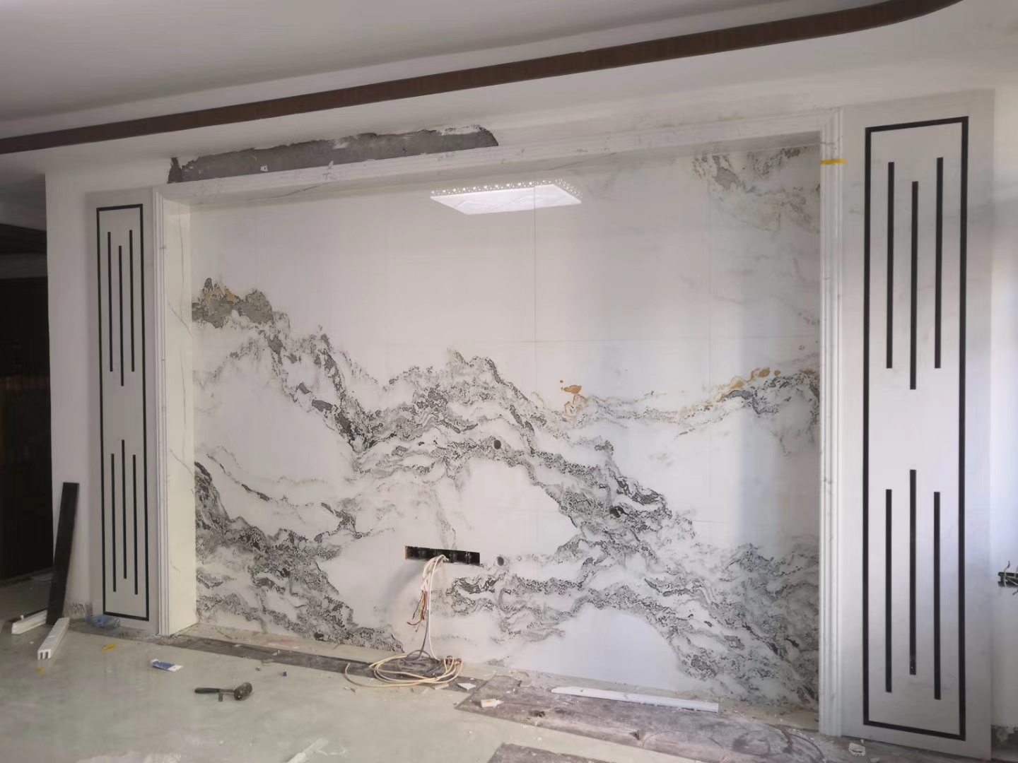 石材背景墙瓷砖颜色搭配效果图,极简大理石瓷砖背景墙效果图